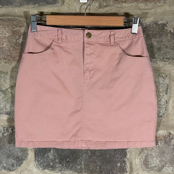 Forever 21 Mini Skirt Woman's‎ Small Pink Stretch Casual Preppy Neutral Festival - Picture 1 of 11